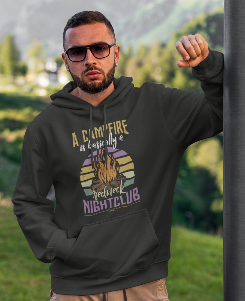 Campfire rednect night club; Pull-over hoodie sweatshirt
