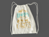 Happy Camper; 100% Cotton sheeting Dyed-to match draw cord closure