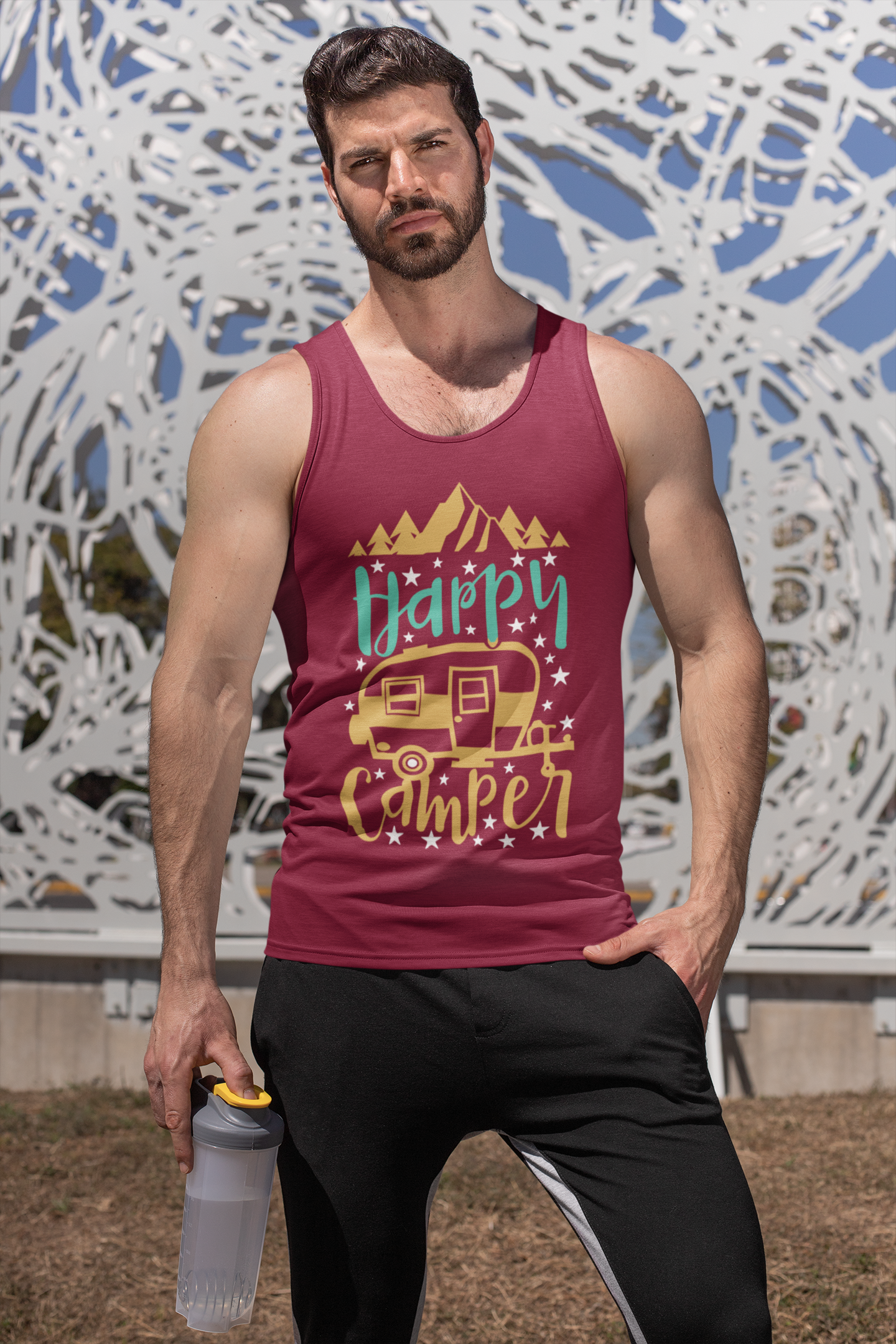 Happy Camper; Soft 100% cotton tank top. Removable tag for comfort