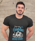 Dogs and Camping make me happy; 100% cotton Tee Removable tag for comfort