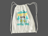 Shut up Liver; 100% Cotton sheeting Dyed-to match draw cord closure