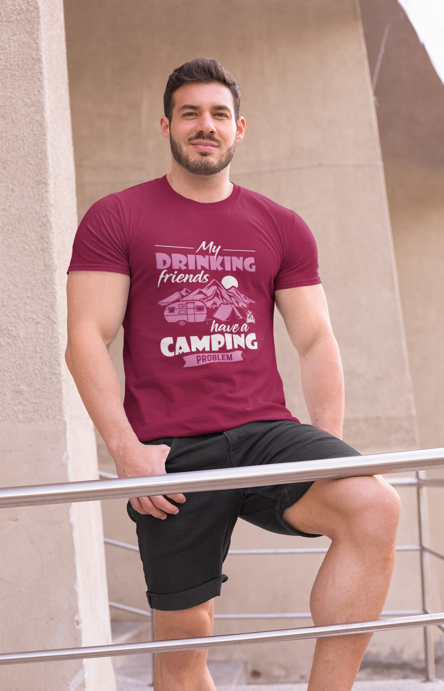 Drinking friends have Camping problem , ;  100% cotton Tee Removable tag for comfort
