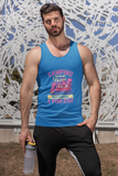 Camping Saved me; 100% cotton tank top. Removable tag for comfort