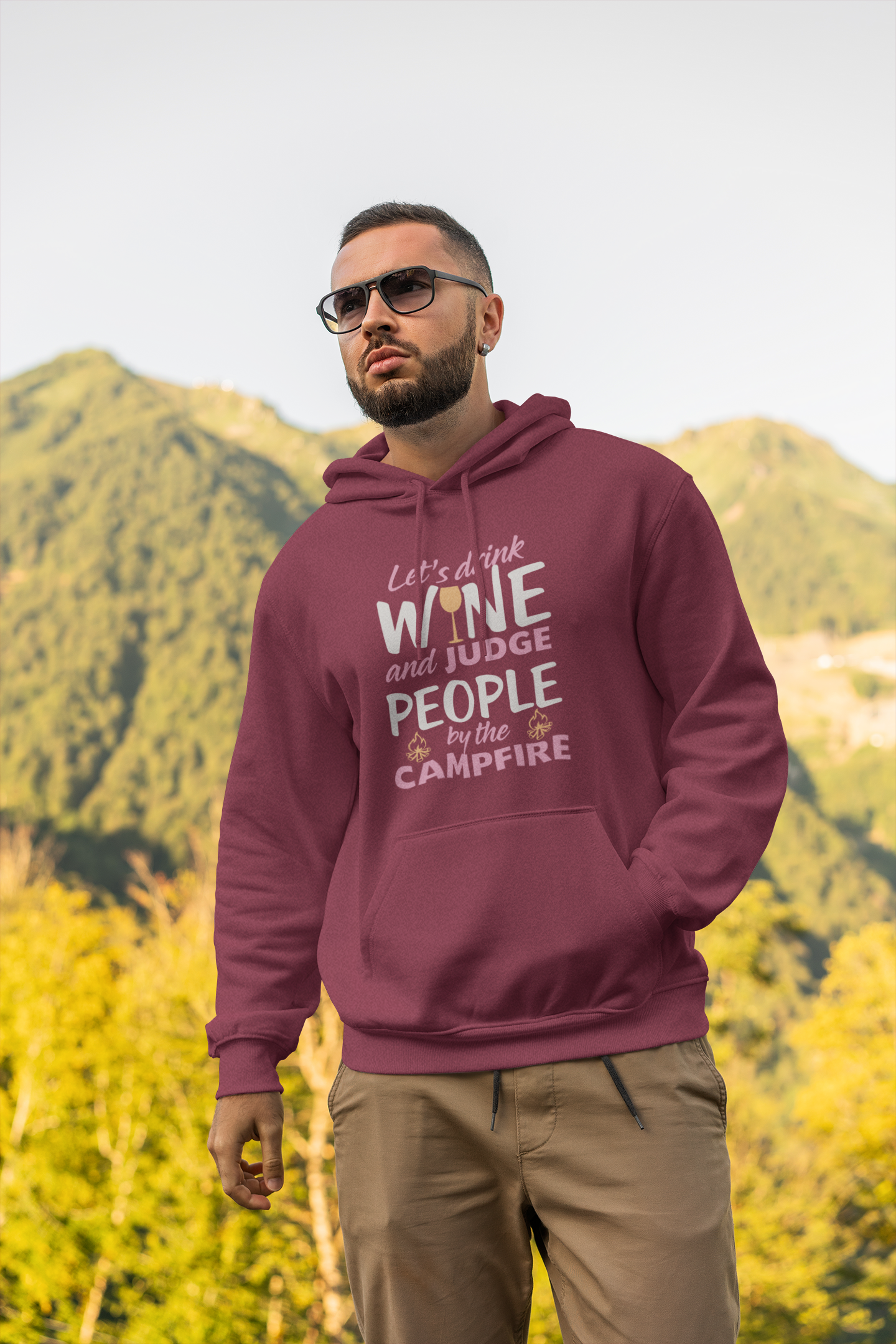 Let's drink wine and judge; Pull-over hoodie sweatshirt