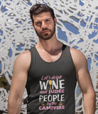 Let's drink wine and judge; 100% cotton tank top. Removable tag for comfort