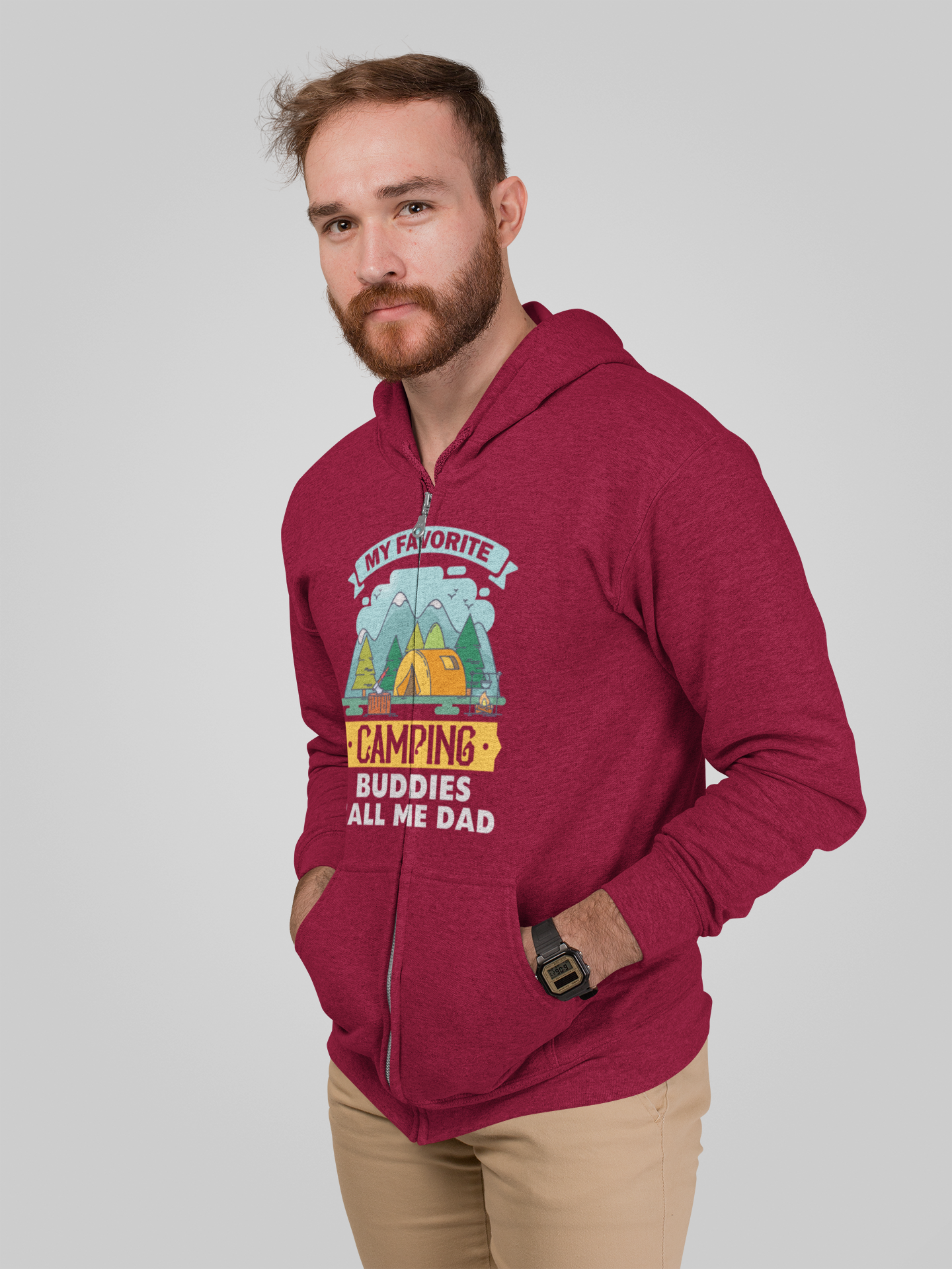 My favorite camping buddies; Full-zip hoodie sweatshirt