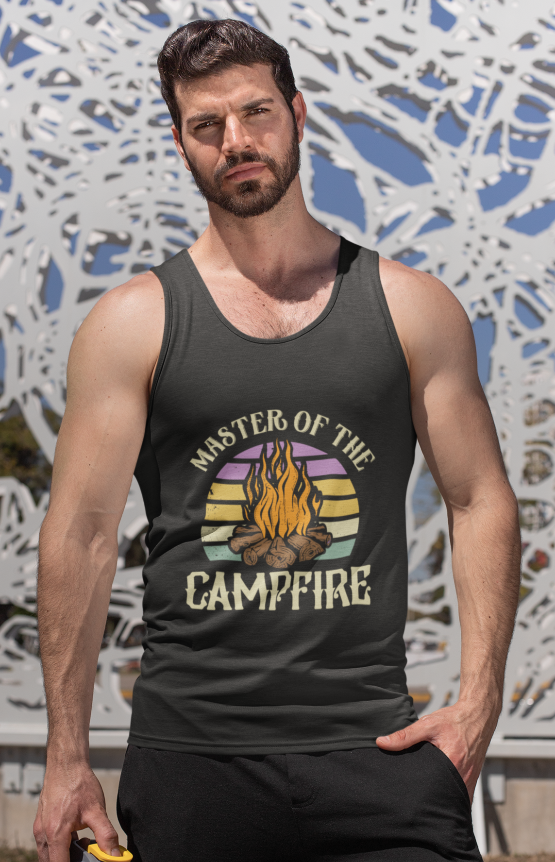 Master of Campfire; Soft 100% cotton tank top. Removable tag for comfort