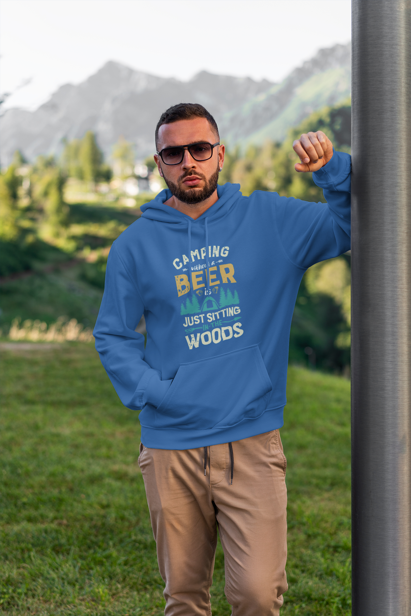 Camping without beer;Pull-over hoodie sweatshirt