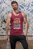 Camping without beer; 100% cotton tank top. Removable tag for comfort