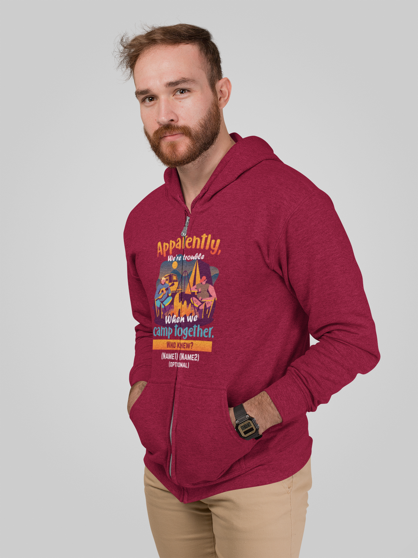 We're trouble together; Full-zip hoodie sweatshirt