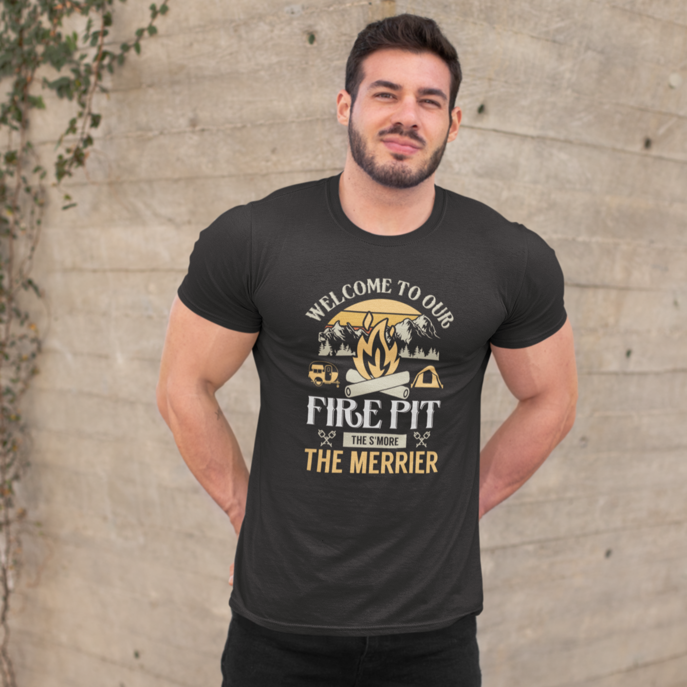 Welcom to our firepit; Classic silhouette 100% cotton Tee Removable tag for comfort