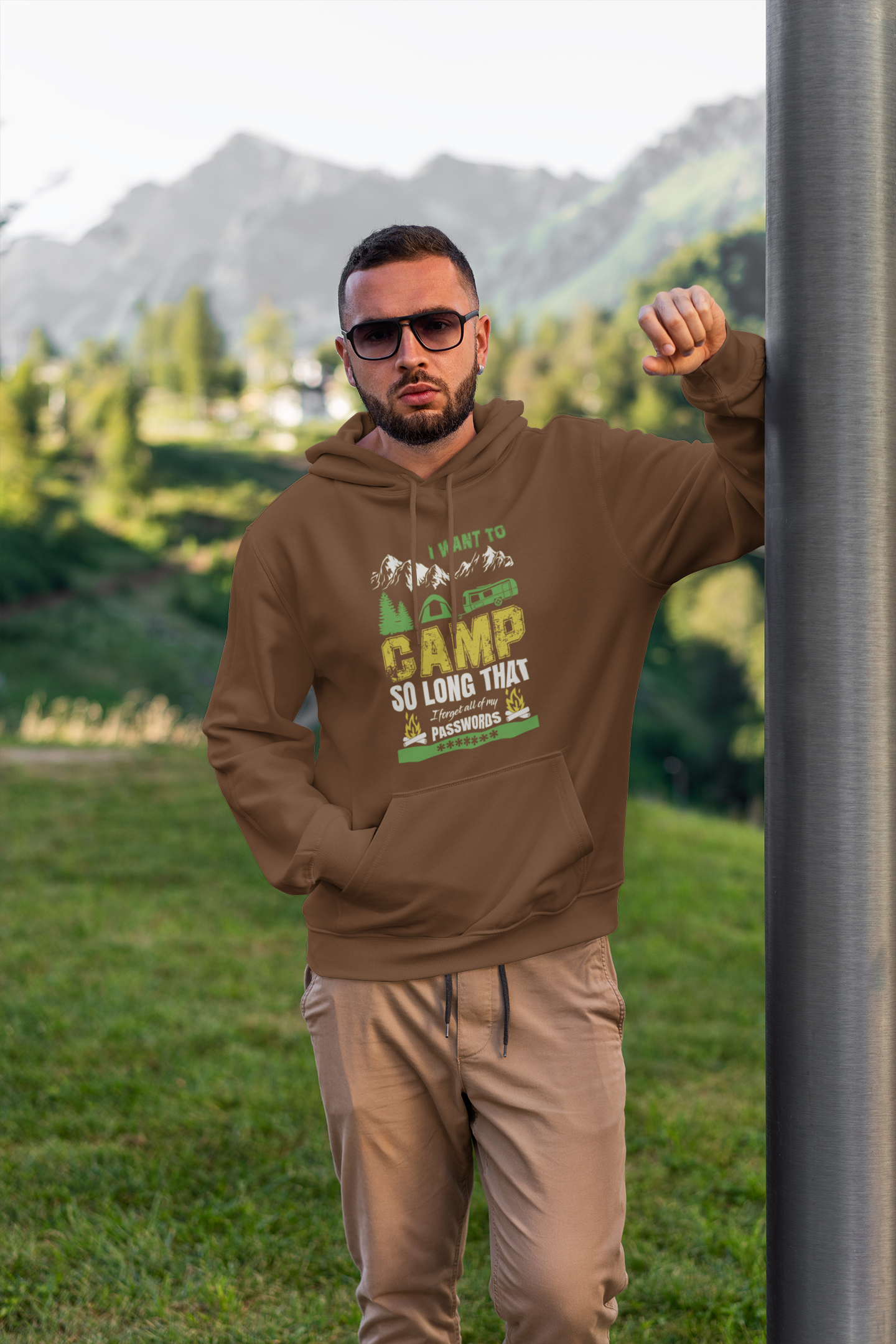 I want to camp forget passwords; Pull-over hoodie sweatshirt