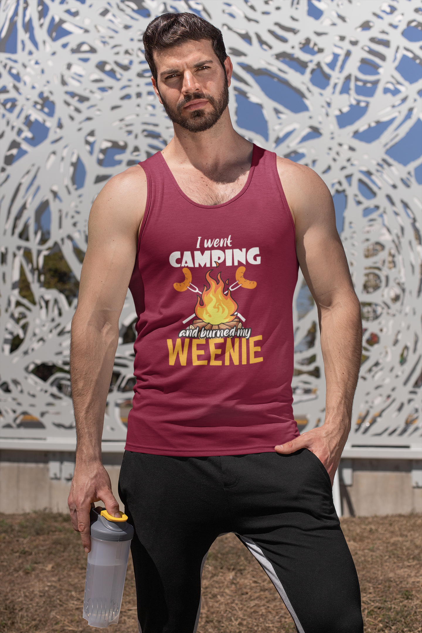 Burned my weenie; Soft 100% cotton tank top. Removable tag for comfort