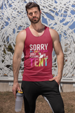 Sorry for... pitching tent; Soft 100% cotton tank top. Removable tag for comfort