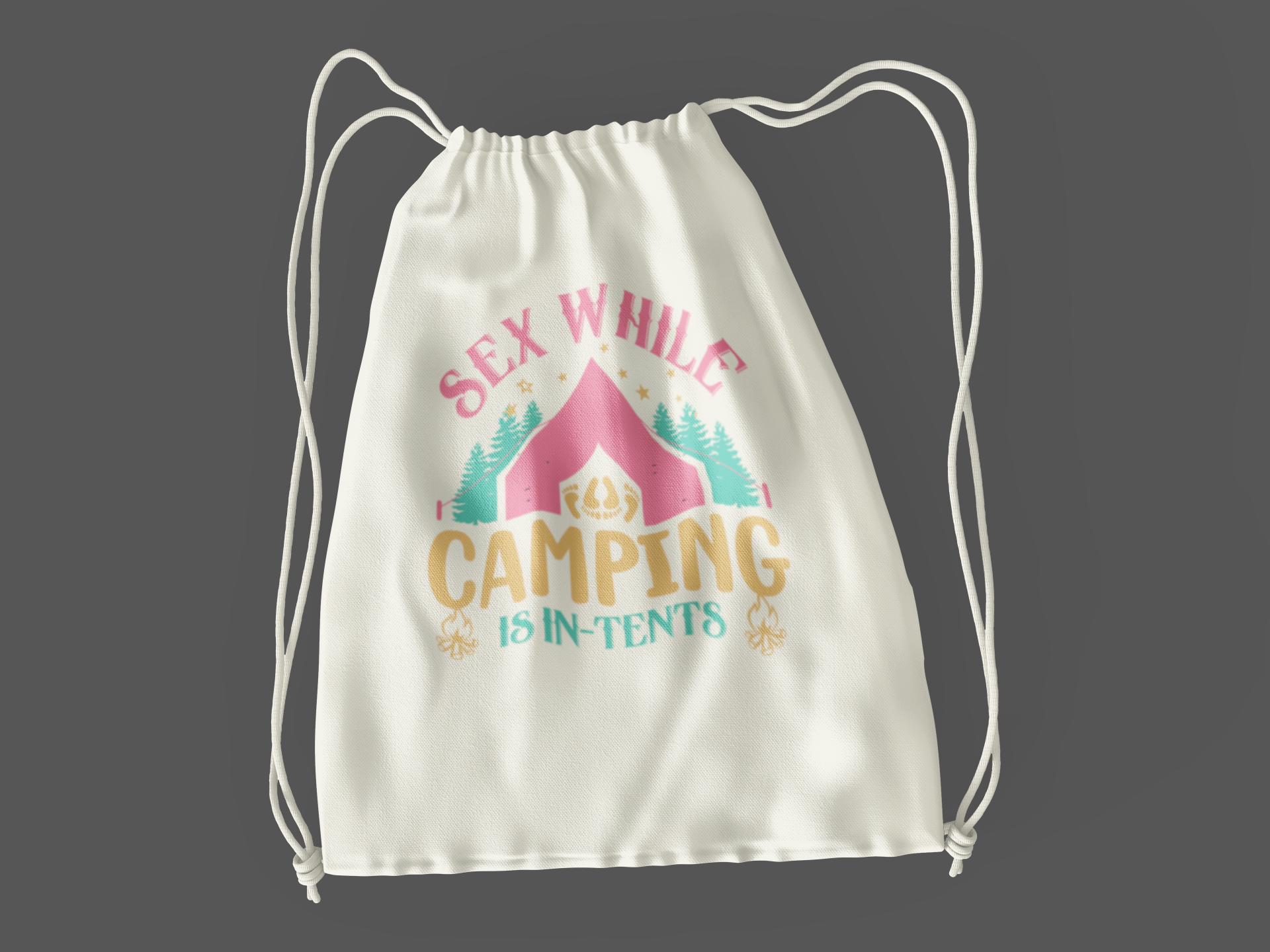 Sex while camping; 100% Cotton sheeting Dyed-to match draw cord closure