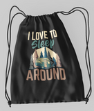 Love to sleep around; 100% Cotton sheeting Dyed-to match draw cord closure