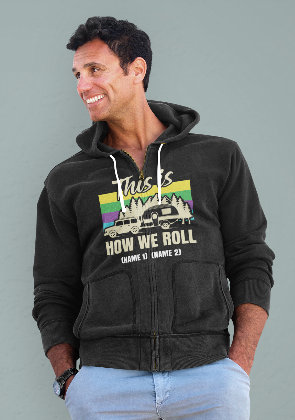 How we roll; Full-zip hoodie sweatshirt