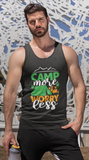 Camp more worry less; 100% cotton tank top. Removable tag for comfort