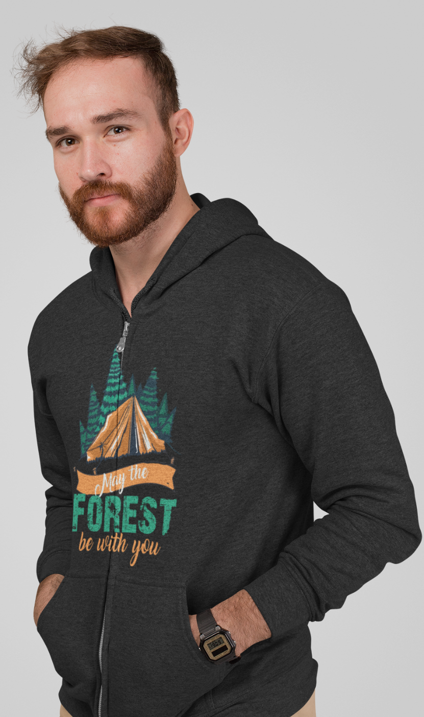 May the forest be with you; Full-zip hoodie sweatshirt