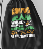 Camping. Get toasted; 100% Cotton sheeting Dyed-to match draw cord closure