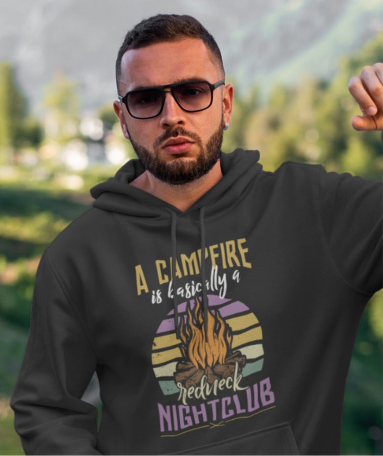 Campfire rednect night club; Pull-over hoodie sweatshirt