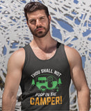 Not poop in camper; 100% cotton tank top. Removable tag for comfort
